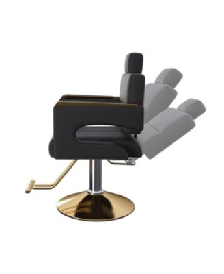 Hydraulic Barber Chair - 360 Swivel, Reclining, Black & Gold