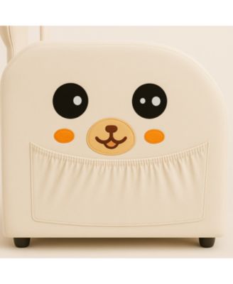 Beige Bunny-Ear Pet-Friendly Armchair with Cat & Dog Hideaway
