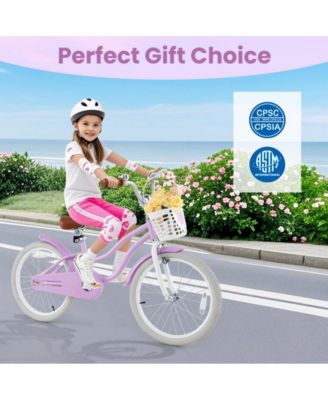 Kids Training Bike with Adjustable Seat Hand Brake Coaster Brake and Basket for Young Riders