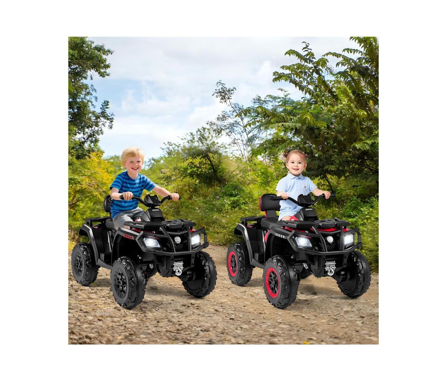 Детская игрушка HONGGE Electric Two-Seater ATV Ride-On Vehicle with Four Motors and Music, Ages 3-8, цвет: Красный — фото 2