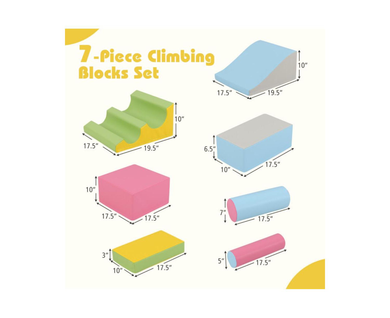 Soft Foam Climbing Block Set for Toddlers with Stackable Shapes