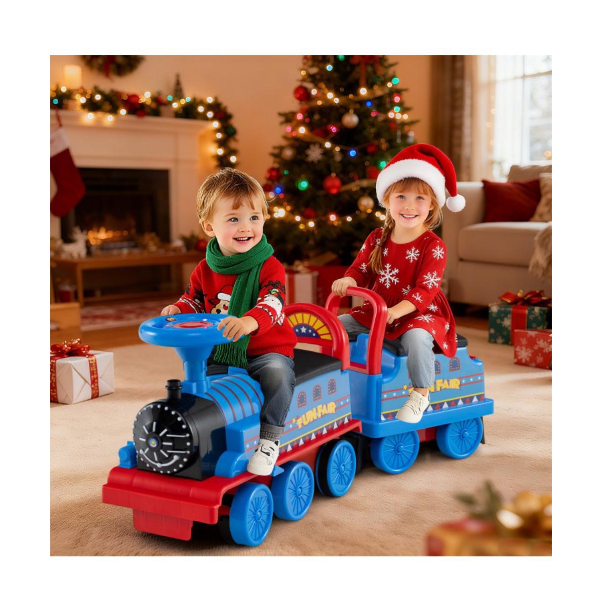 Hongge Kids Electric Ride On Train with Detachable Carriage and Interactive Sounds