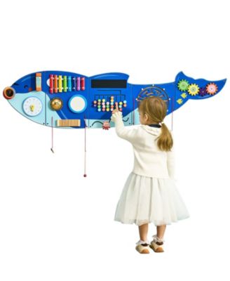 Orca Activity Wall Busy Board, Montessori Sensory Wall Panel with 12 Activities for Kids Ages 3–12, Learning Play Center