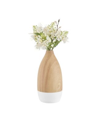 Nora Flask Teardrop Two Tone Tabletop Vase - White and Beech
