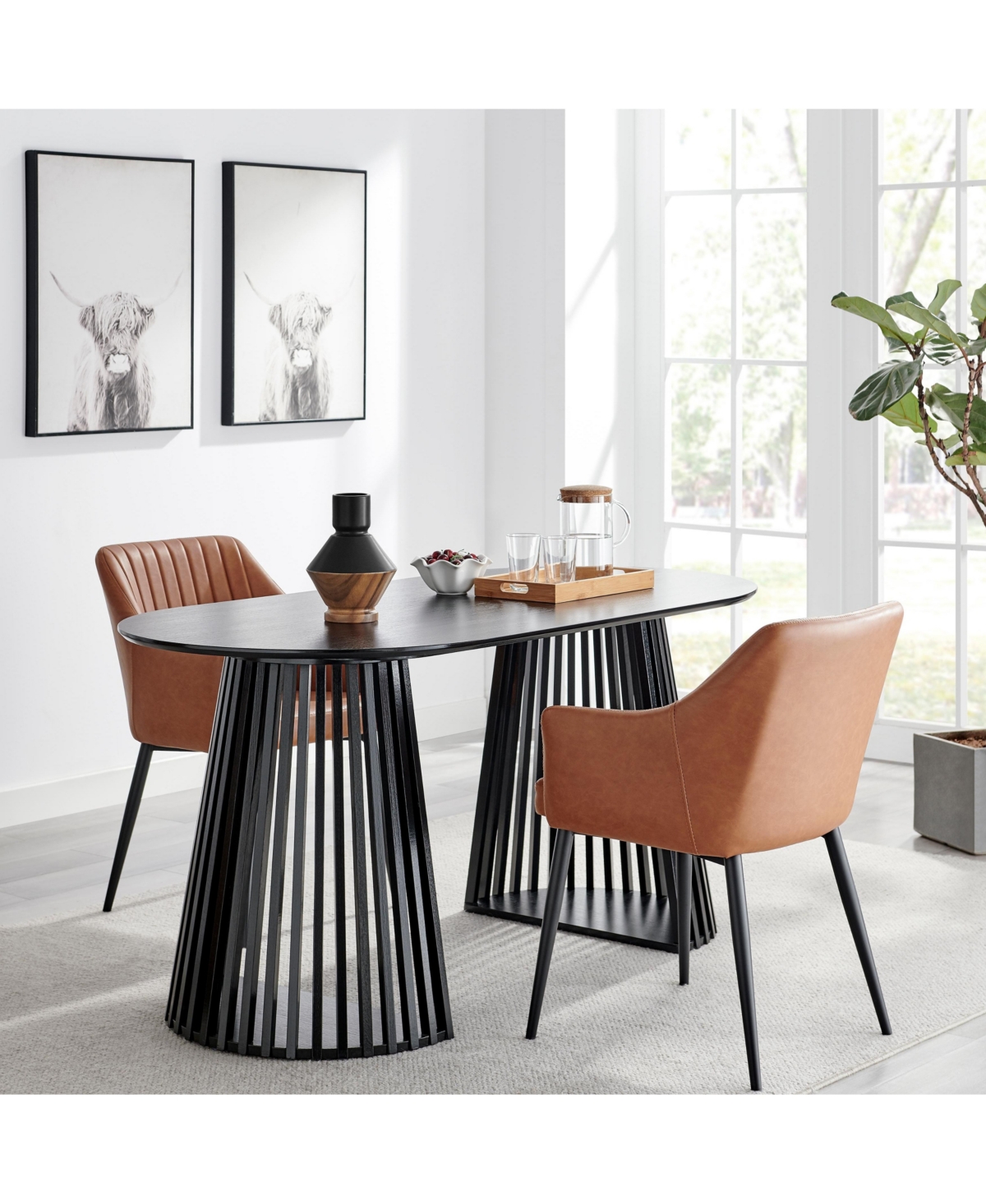 Danya B Milo Diamant Reverse Hourglass Two Tone Tabletop Vase - Black and Walnut