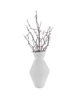 Eos White Ribbed Angular Glass Tabletop Vase