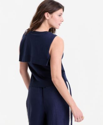 Women's Tie-Neck Sleeveless Sweater