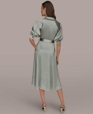 Women's Spread Collar Midi Shirt Dress