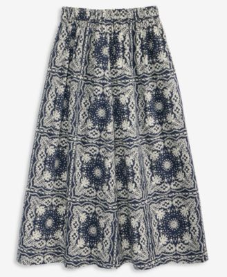 Women's Bandana-Print Pull-On Midi Skirt