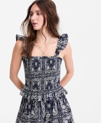 Women's Smocked Ruffle-Trim Tank