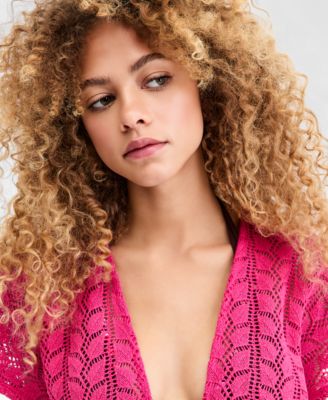 Women's Crochet Tassel-Tie Kimono Cover-Up