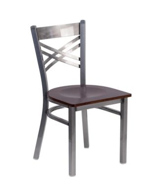 Clear Coated "X" Back Metal Restaurant Dining Chair
