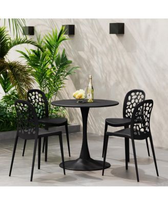 5-Piece Outdoor Indoor Metal Patio Dining Table Set With Stackable Polypropylene Patio Side Chairs