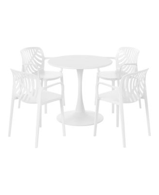 5-Piece Outdoor Indoor Metal Patio Dining Table Set With Stackable Patio Arm Chairs