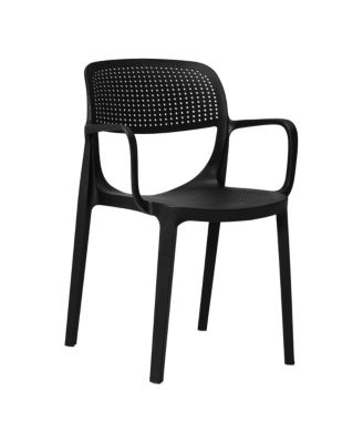 5-Piece Round Metal Bistro Dining Table Set And Stackable Resin Patio Dining Side Chairs