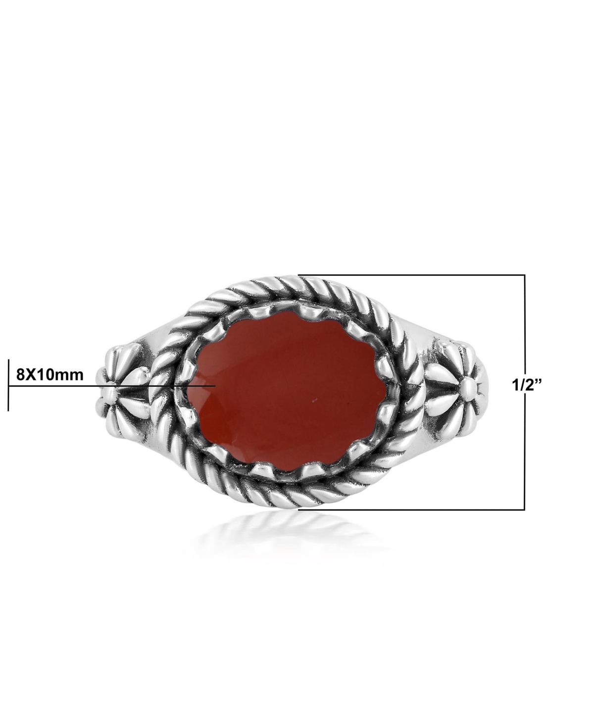 American West Jewelry Sterling Silver Red Jasper East West Ring