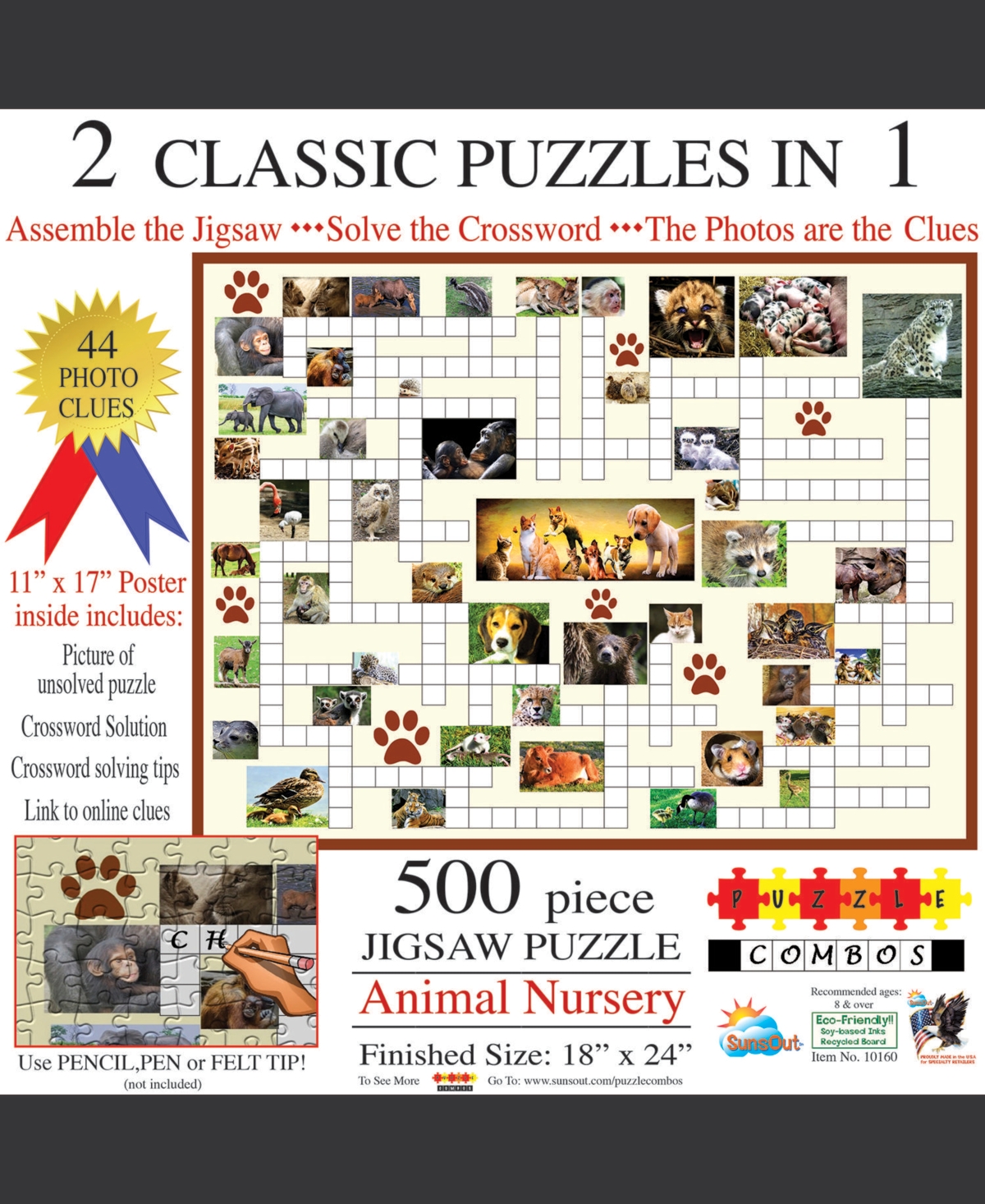 SunsOut Animal Nursery 500 piece Jigsaw Puzzle for Adults Puzzle Combo