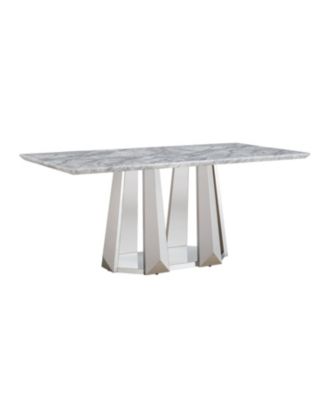 + 70" + Faux Marble + Mirrored Base + Dining Table