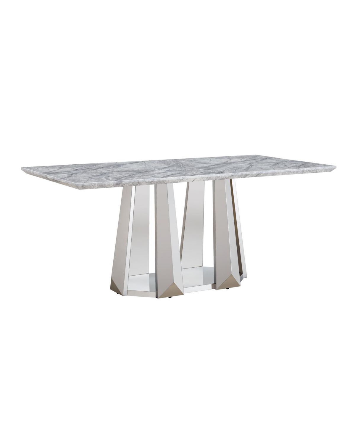 Streamdale Furniture + 70" + Faux Marble + Mirrored Base + Dining Table