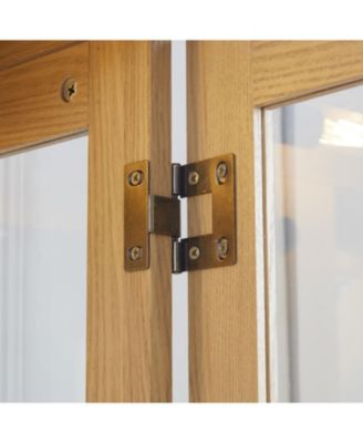 Elegant Glass Display Cabinet with Lighting and Light Oak Frame