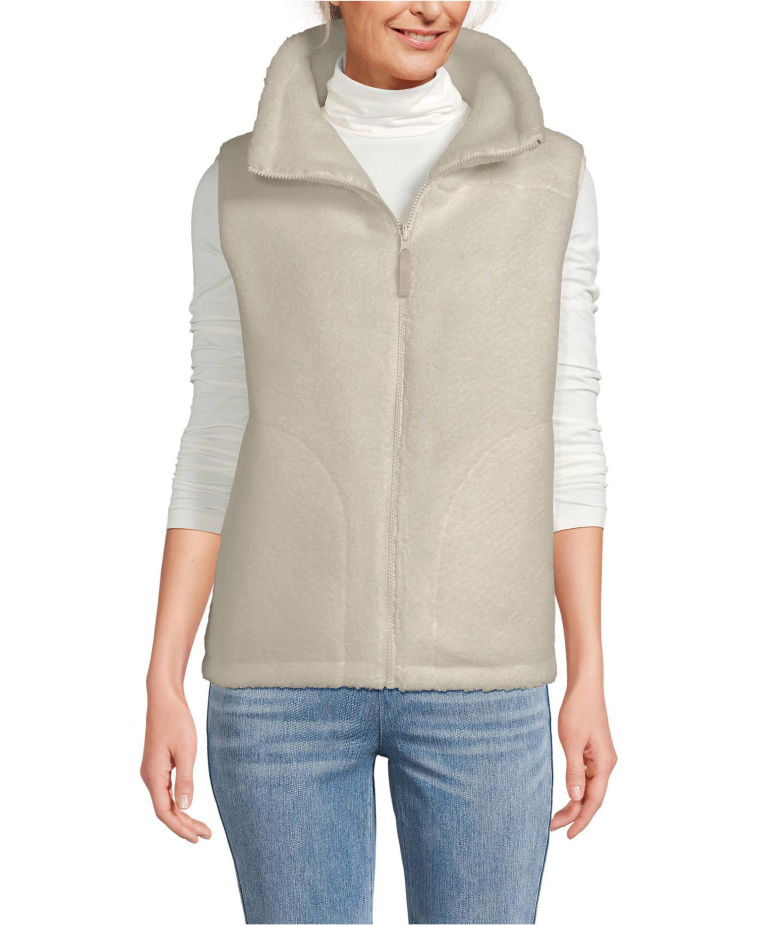 Women's High Pile Fleece Reversible Mixed Media Vest
