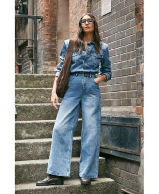 Women's Denim Shoulder Pad Boilersuit