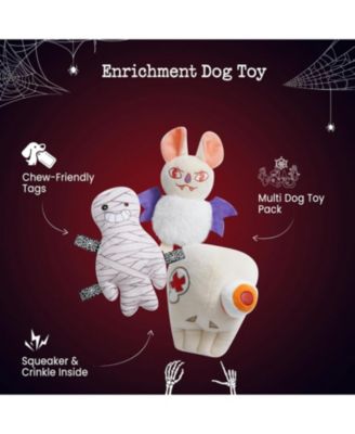 10 Pack Halloween Party Squeaky Dog Toys, Bulk Plush Toys for Spooky Season, Tag/Chew/Fetch Toys, Halloween Gifts for Small to Medium Dogs
