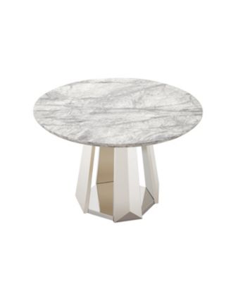 47" Round Faux Marble Stainless Steel Base Dining Table