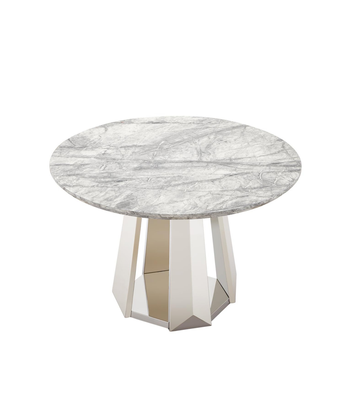 Streamdale Furniture 47" Round Faux Marble Stainless Steel Base Dining Table