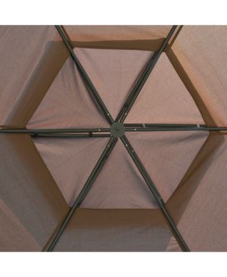 12' x 12' Round Outdoor Patio Gazebo Canopy with 2-Tier Roof,