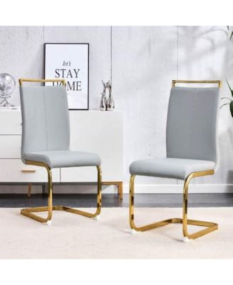 Modern Gray PU Leather Dining Chairs (Set of 2)