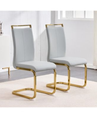 Modern Gray PU Leather Dining Chairs (Set of 2)