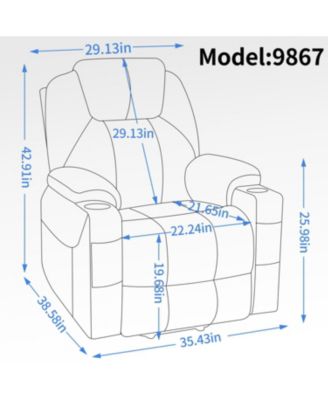 Chenille Power Lift Recliner Massage & Heat USB Cup Holders