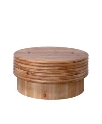 Round Lift-Top Coffee Table - Hidden Storage Natural Finish