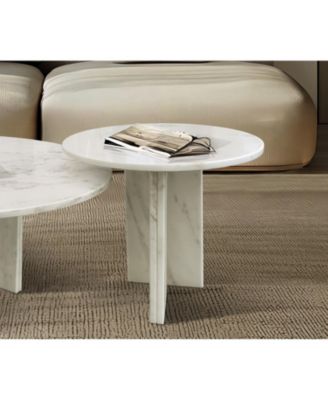 Streamdale White Marble Coffee Table Set - Living Room Tables