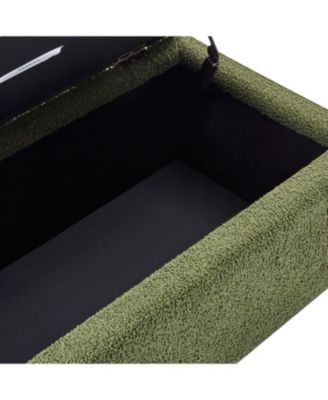  Green Boucle Storage Ottoman with Flip-Top Lid