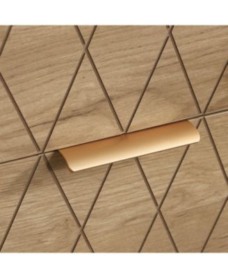 White & Natural Mid-Century Nightstand with Gold Accents