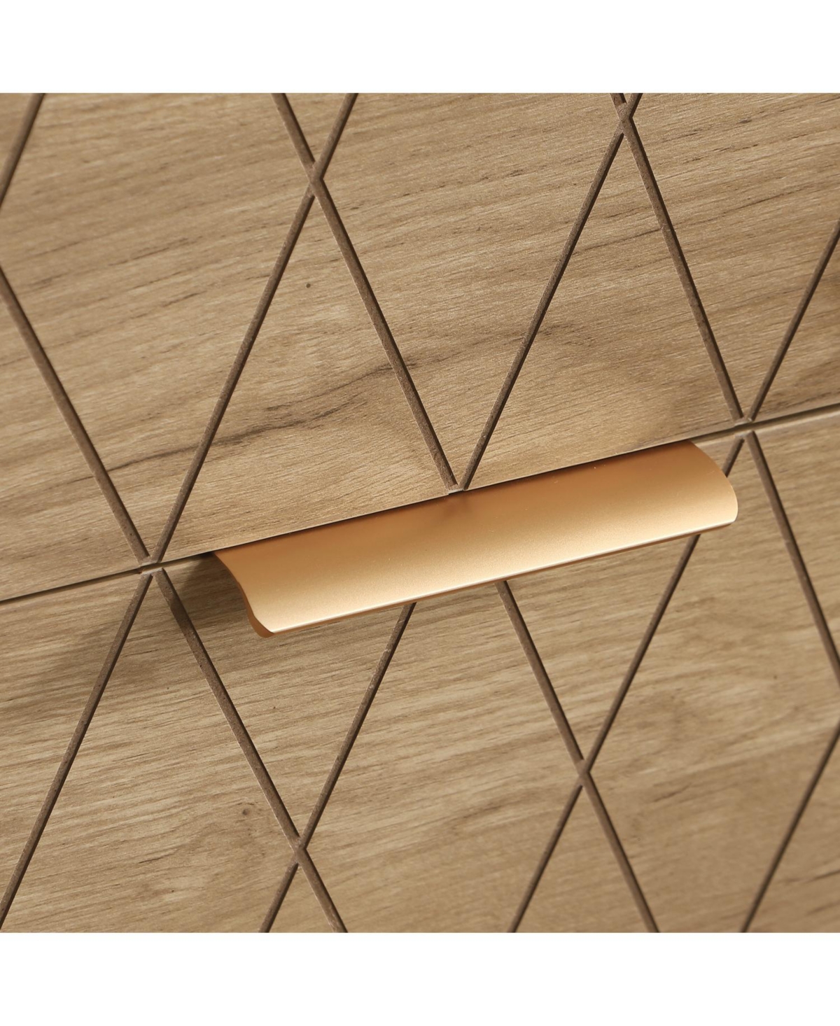 Streamdale Furniture White & Natural Mid-Century Nightstand with Gold Accents