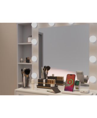 Vanity Desk with Lighted Mirror & Charging Station
