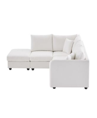+ 6-Piece + Fabric Upholstery + Modular Design with Ottoman & Pillows + Sectional Sofa