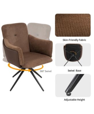Swivel Upholstered Chairs with Metal Base (Dark Brown)