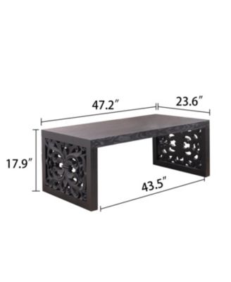 Carved Wood Coffee Table - Ornate Side Panels