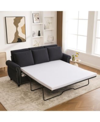 Sleeper Sofa Bed, Pull Out Couch, 3 Seater Sectional, Linen, Dark Gray