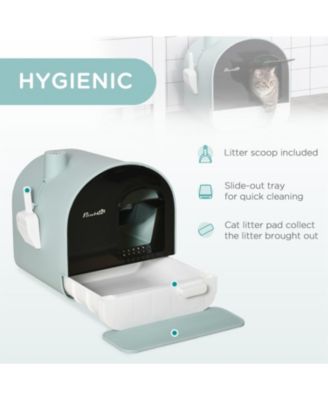 Green Covered Cat Litter Box with Lid - Includes Removable Tray, 17" x 17" x 18.5" for Indoor Cat