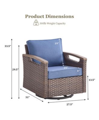 Farmhouse 2-Piece PE Wicker Outdoor Rocking Chair with Olefin Cushions/Metal Armrest