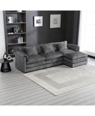 Streamdale Oversized Sectional Cloud Couch, Modern Chenille L Shape, Ottoman & Memory Foam