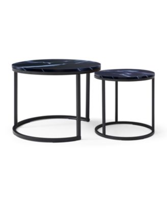 Nesting Coffee Tables - Black Top Marble Pattern