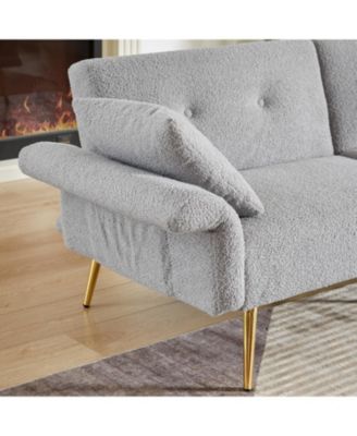 Teddy Upholstered Loveseat Sofa Bed with Adjustable Back - Grey