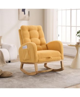 Yellow Accent Rocking Chair with Footrest