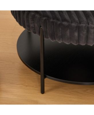 Upholstered Round Ottoman Coffee Table with Storage - Charcoal